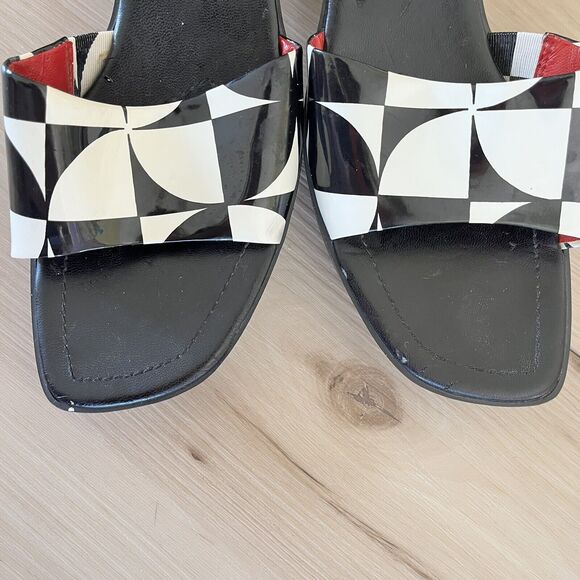 Vintage 90s y2k Mod Chunky Platform Slides Black White Nine West Size 8.5 M - Picture 7 of 11